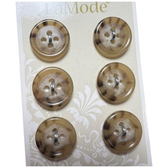 La Mode Faux Tortoiseshell Tan Brown Swirl Buttons 16mm Washable - Picture 2 of 3